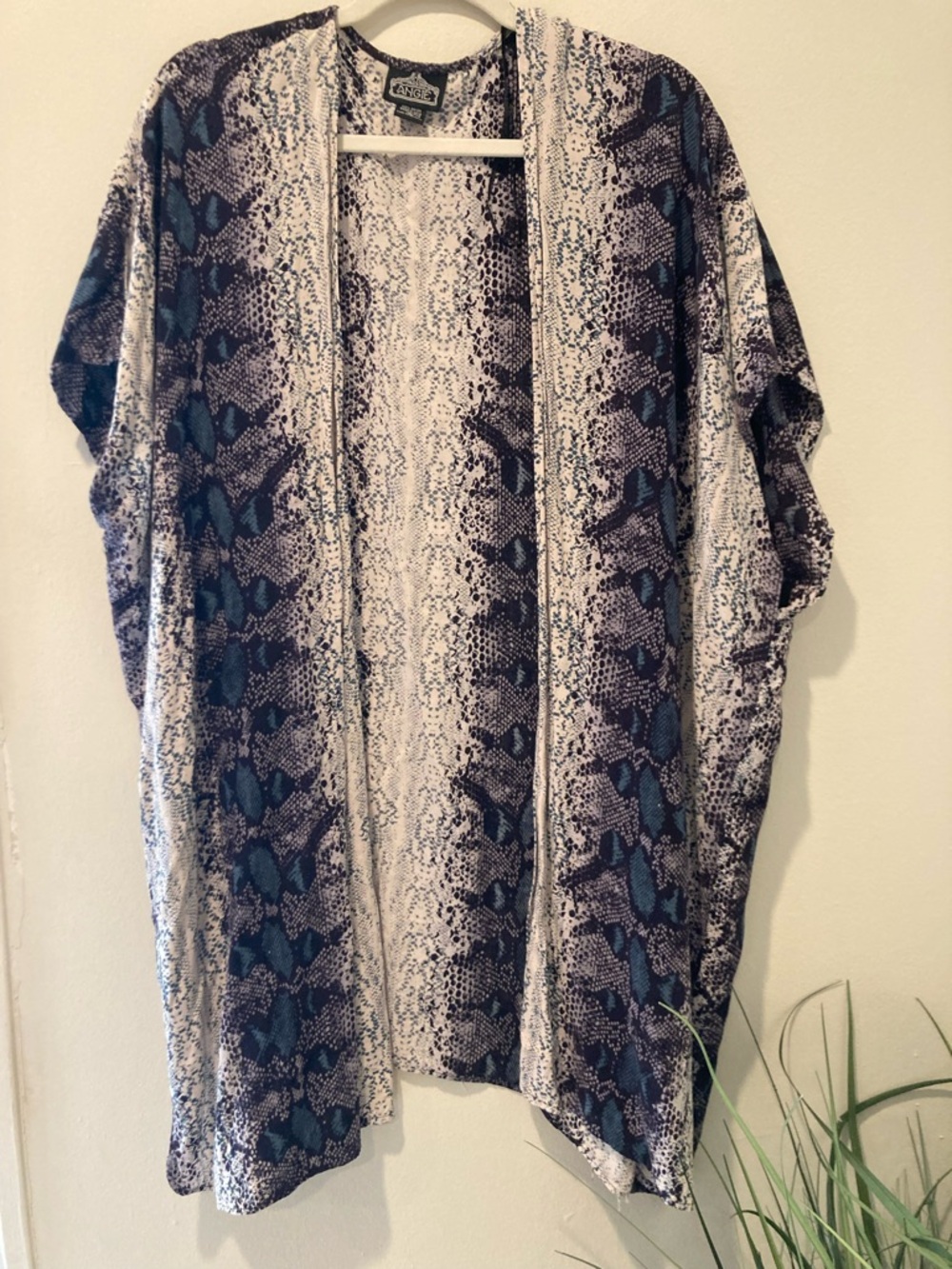 Angie Blue Snake Print Open Front Animal Print Kimono